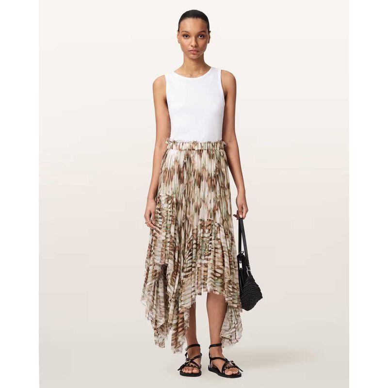 AllSaints Danae Asymmetric Tiered Midi Skirt image number 3